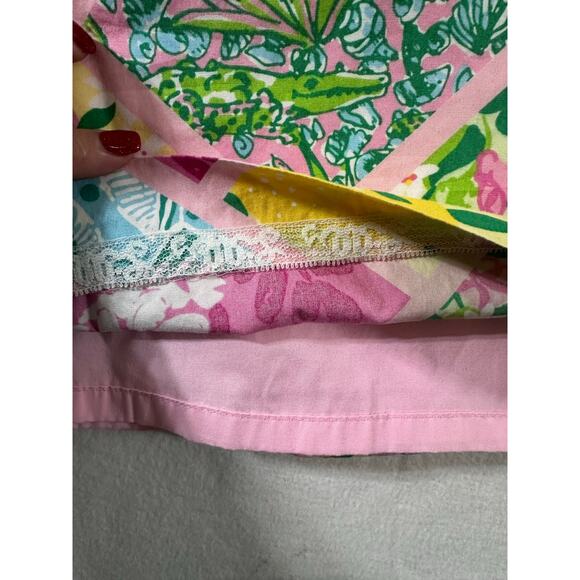 Vtg Lilly Pulitzer Patchwork Skirt 10 M Heart Pocket Tropical - Picture 3 of 8